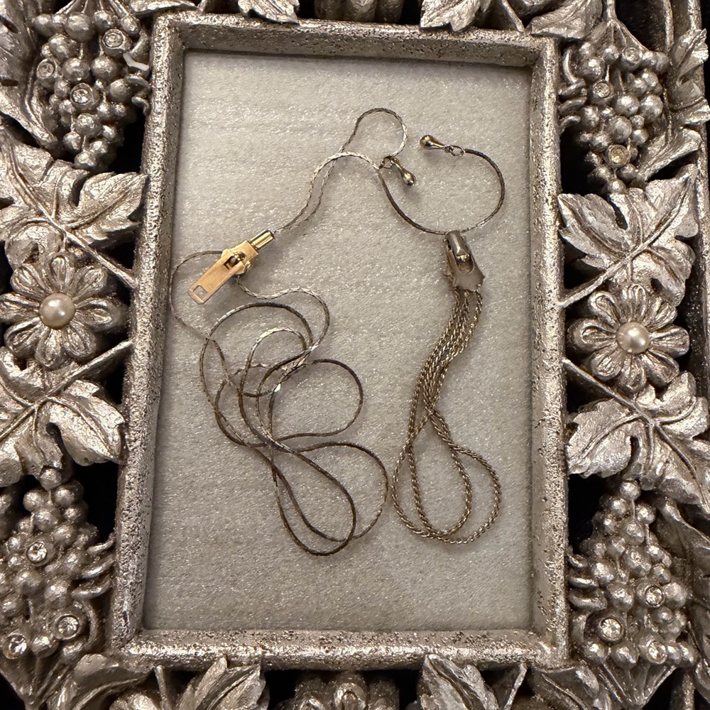 Vintage Gold Tone Adjustable Zipper Necklace with a Bracelet